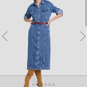7 for all mankind luster luxe jean dress in daylily excellent condition XS